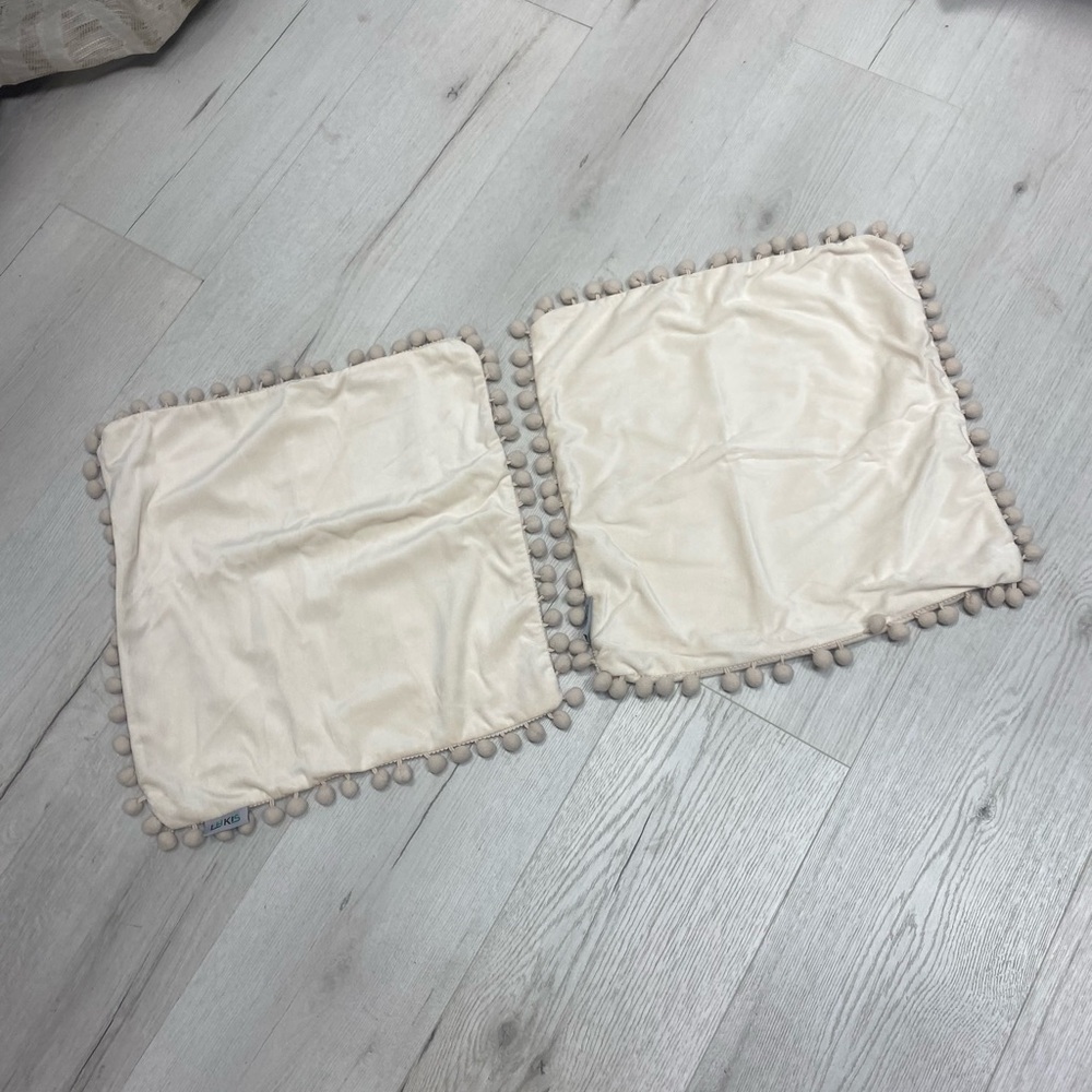 Elegant Cream Pom-Pom Pillow Covers